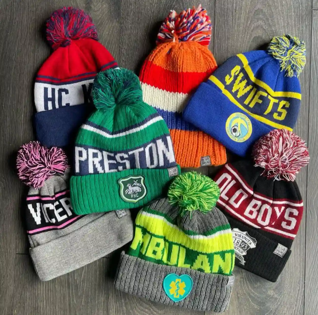 Bobble hats in different design just for your team.